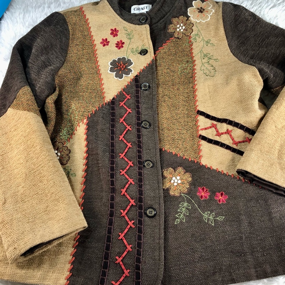 Graff Womens Vintage Patchwork Blazer/Jacket M - image 8